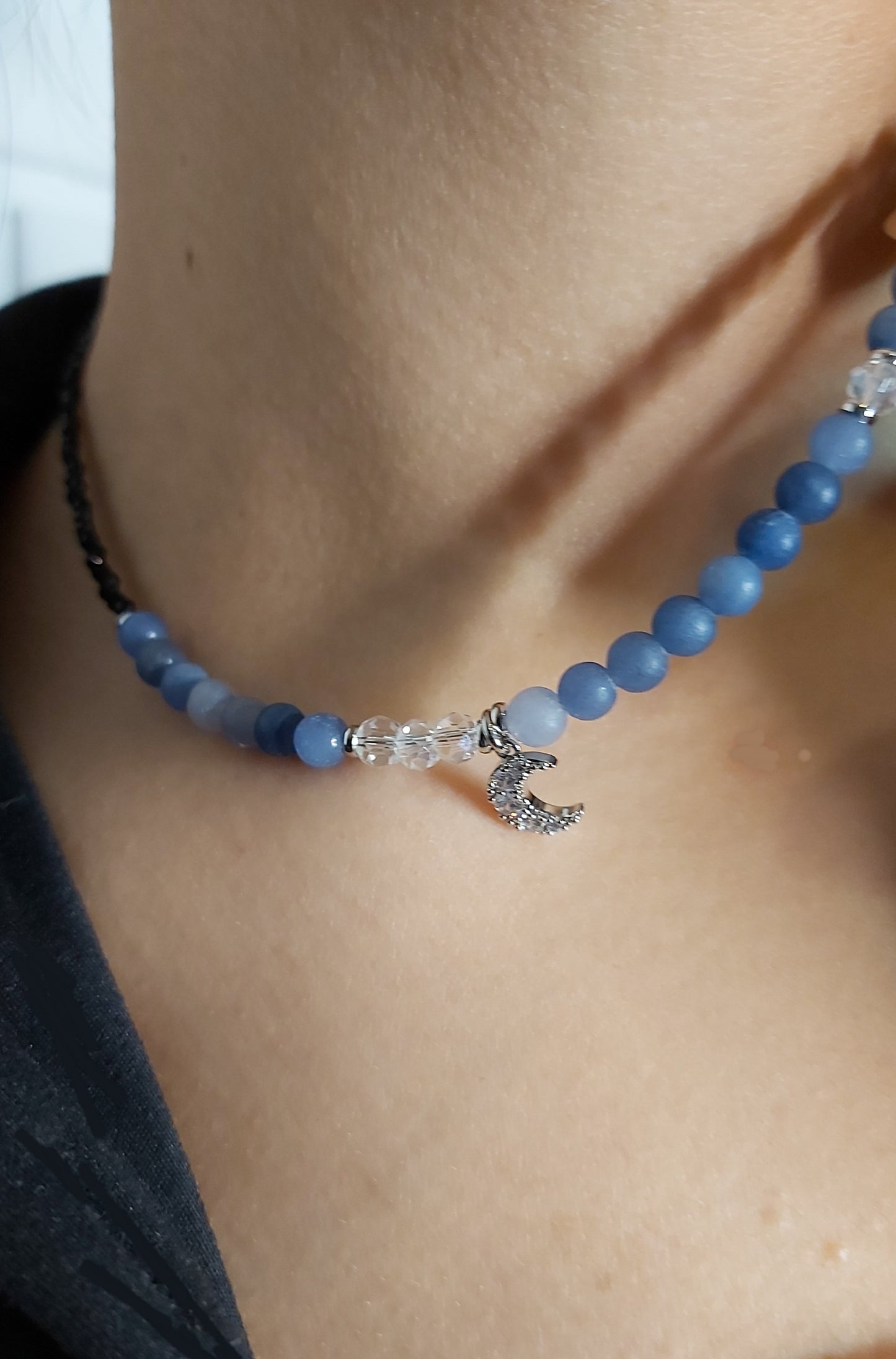 “Lunar Shadow” – Blue Aventurine, Moon & Star Jewelry Set